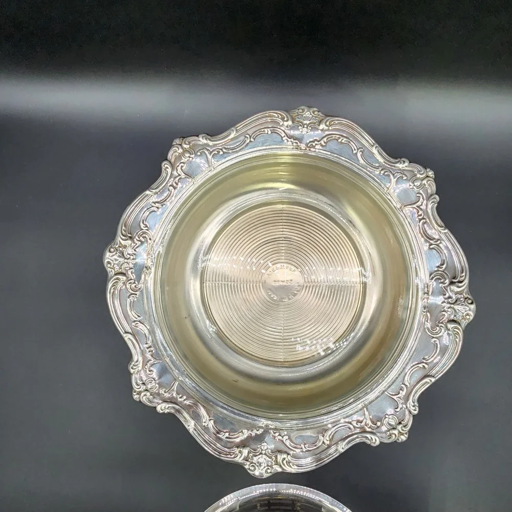 VTG Gorham Silver Plated Glass Insert Lidded Casserole‎ Dish Footed Ornate
